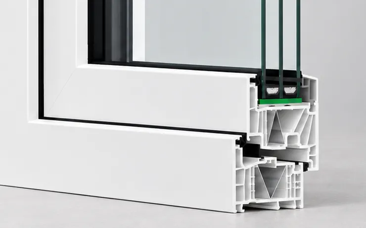 Cross-section of the frame showing the seals