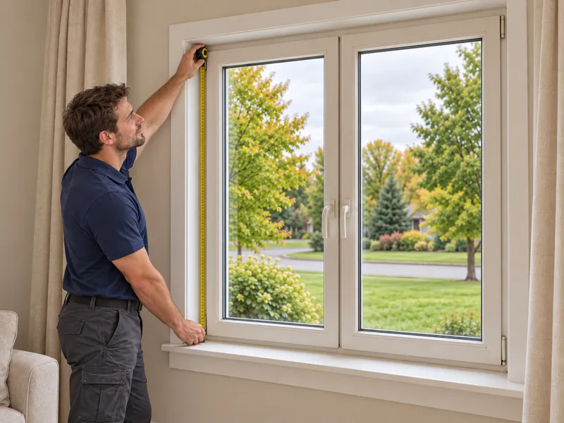 Measuring a window opening with a tape measure